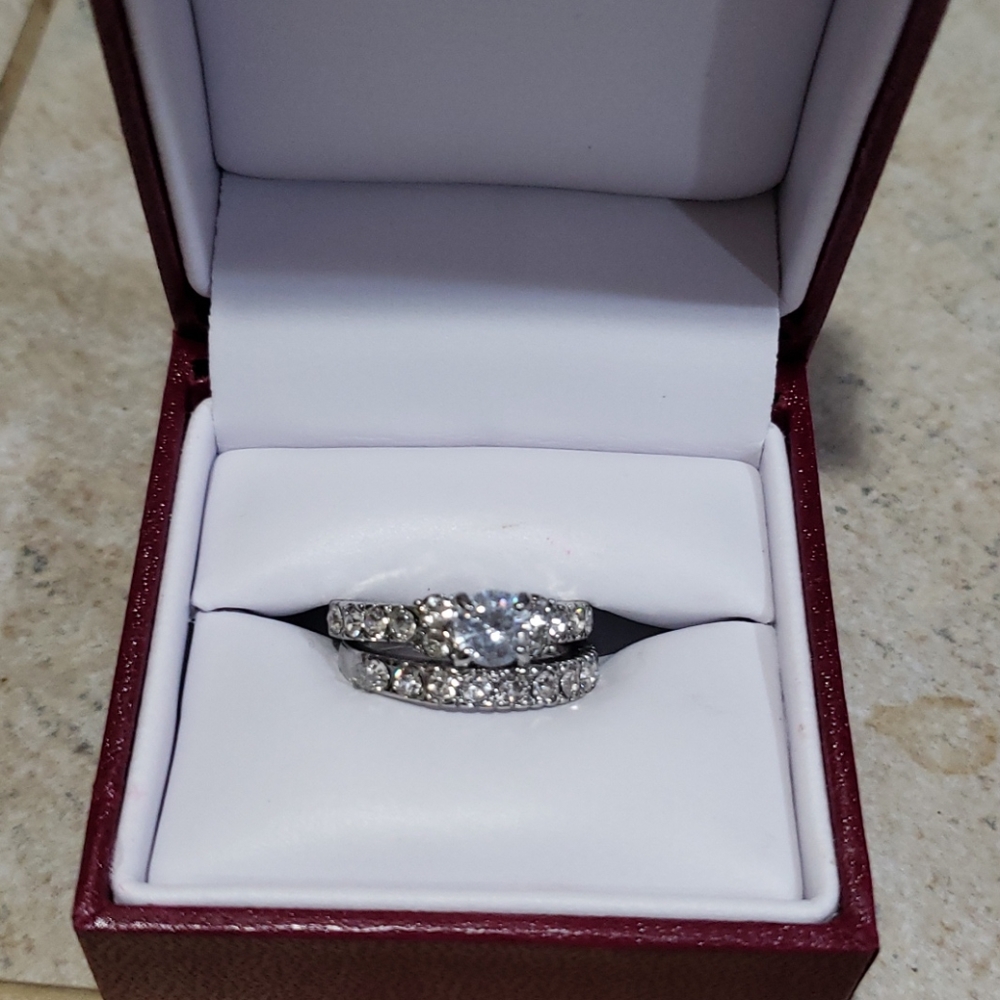 COPY - Sterling silver wedding engagement set